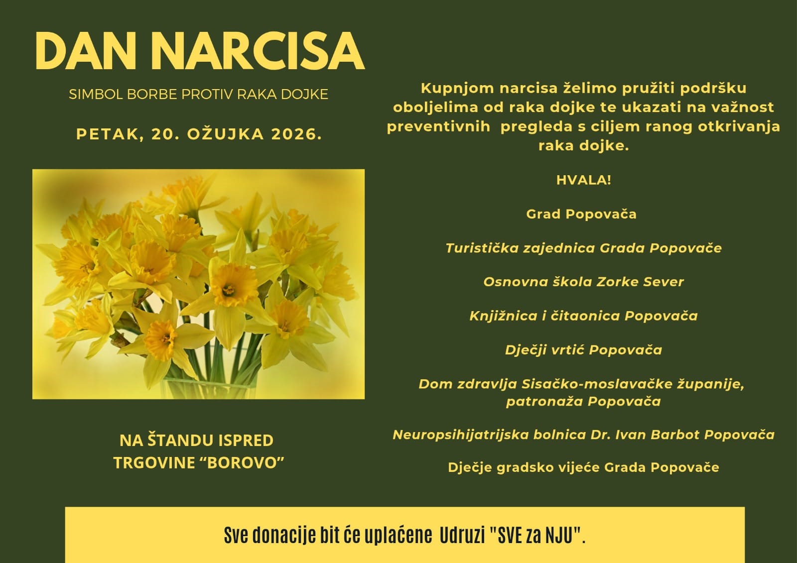 Dan narcisa - petak, 20. ožujka 2026.