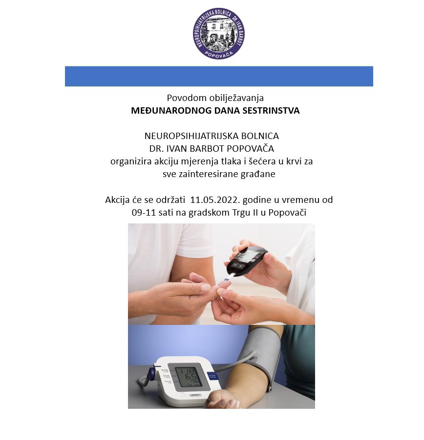 Akcija mjerenja tlaka i šećera u krvi povodom obilježavanja Međunarodnog dana sestrinstva