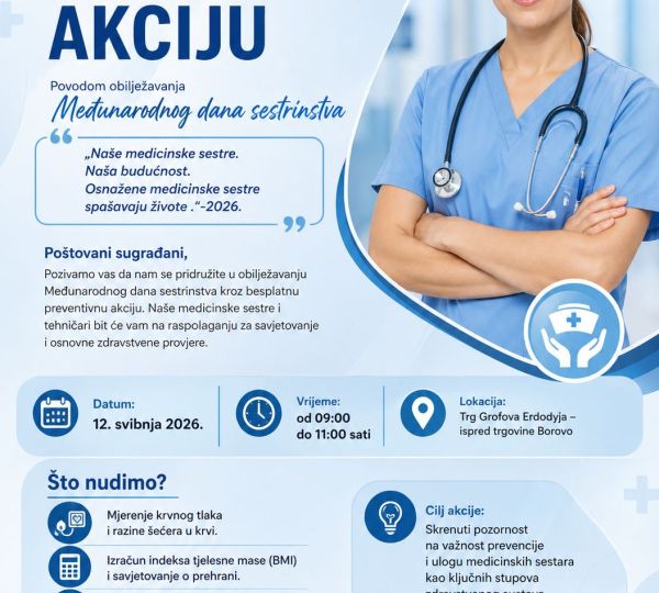Poziv na preventivnu akciju povodom obilježavanja Međunarodnog dana sestrinstva